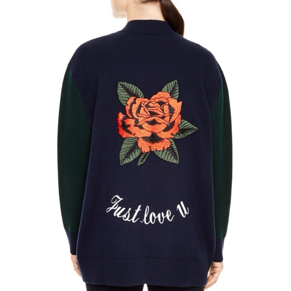 Sandro Rose Embroidered Wool Cardigan - Picture 7 of 7